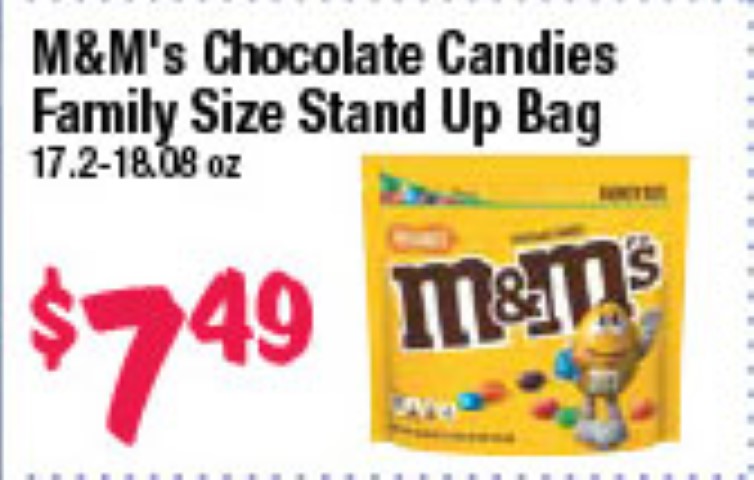 M&M's Chocolate Candies Family Size Stand Up Bag
